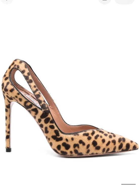 Aquazzura Shoes - Aquazzura Sheeva Leopard Natural Pony Hair Print Cut-Out Heels 105mm Size 39 NEW